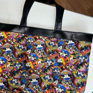 Disney Mickey & Minnie Kissing Around the World Tote Designed by Nicole Miller